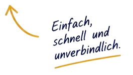 Handschriftliche Notiz: Einfach, schnell und unverbindlich.