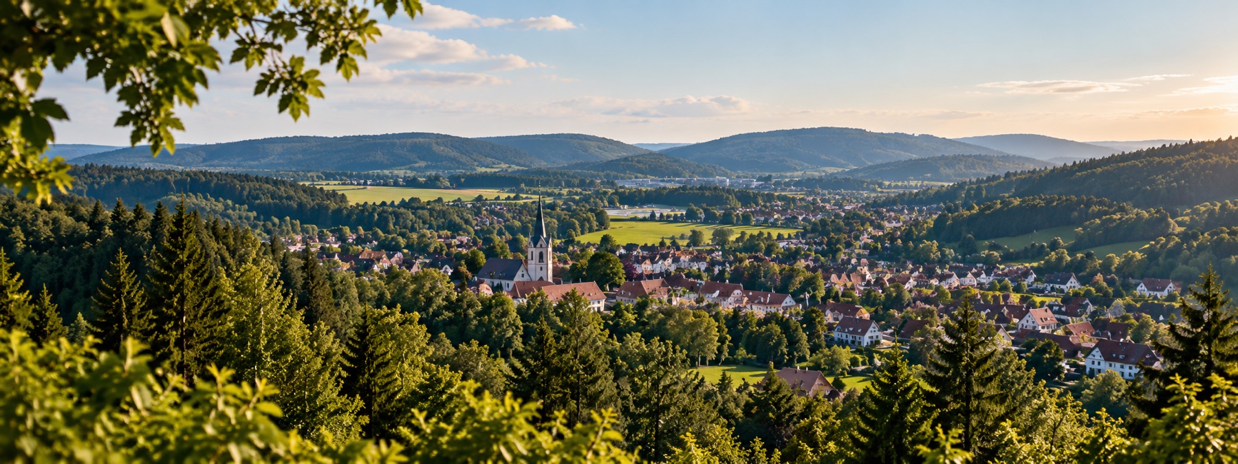 Illustratives Panorama vom Schwarzwald bis zur Region Stuttgart